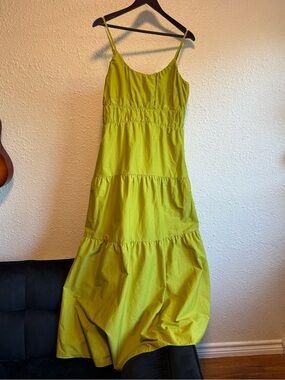 Express Lime Green Tiered Spaghetti-Strap Maxi Dress